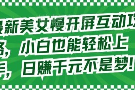 抖音美女慢开屏互动运营攻略 零基础小白上手涨粉变现教程