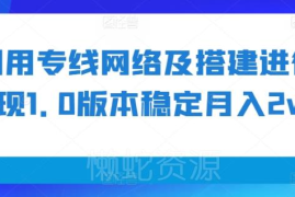 专线网络搭建变现1.0项目解析 稳定月入2W+实操方法揭秘