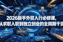 2026新手外贸入行全周期干货 从求职入职到创业实操指南