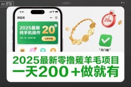 2025年最新零撸薅羊毛手机项目 无门槛20秒一单日入200左右
