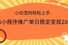 2025小程序推广变现实操教程 小白宝妈用手机即可轻松上手