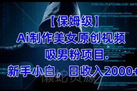 AI美女原创视频制作吸男粉项目 新手可落地副业变现全教程