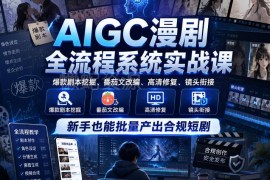 AIGC漫剧全流程实战课 零基础可批量产出合规高流量短剧
