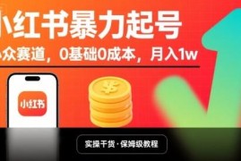 小红书小众赛道0基础起号方法 无成本操作可实现月入过万