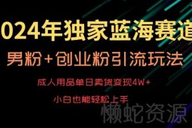 2024成人用品卖货玩法 男粉创业粉引流变现实操教程