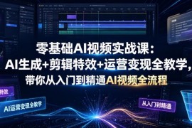 零基础AI视频全流程实战课 从生成剪辑到运营变现全教学