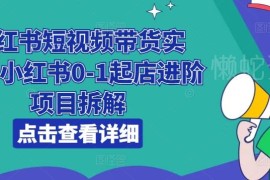 小红书短视频带货实战教程 0-1起店进阶运营项目全拆解