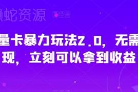 秒返流量卡暴力玩法2.0全解析 无需次月提现收益即时到账