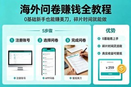 0基础新手海外问卷赚钱全教程 碎片时间操作即可赚美元