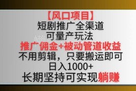 2024短剧推广全渠道双重收益玩法 无需剪辑搬运即可获双份收益