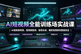 AI短视频剪辑实操课 换背景配音爆款复刻全流程教学