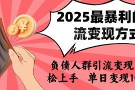 2025年面向负债人群的引流变现项目 小白零经验易上手可日入千元