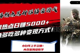 黑神话悟空热点变现玩法 0基础可上手多渠道获利实操教程