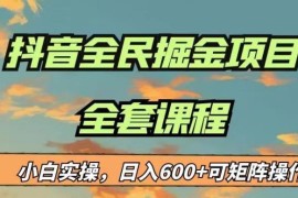 抖音全民掘金蓝海项目实操指南 新手零门槛日入600可矩阵运营