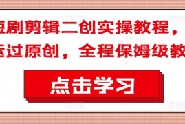 2024短剧剪辑二创实操教程 保姆级搬运过原创技巧教学