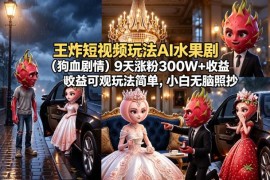 AI水果狗血剧情短视频玩法拆解 零门槛9天涨粉300万小白可复刻