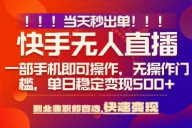 2025最新快手无人直播玩法 零风控低门槛当天出单日入500+教程