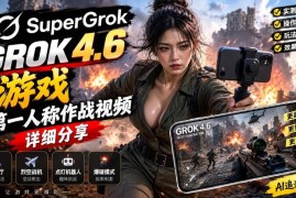 Grok 4.6游戏功能实测 第一人称作战玩法及生成方法详解