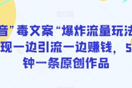 抖音毒文案爆炸流量玩法拆解 5分钟做原创实现引流赚钱双收益