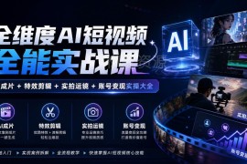 全维度AI短视频实战课 零基础学AI成片剪辑运镜变现实操