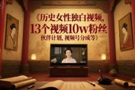 历史女性独白视频13条涨粉10万 附剪辑工具变现配套教程
