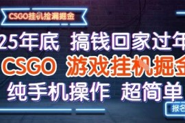 2025年底纯手机操作CSGO饰品全自动捡漏赚差价项目玩法揭秘