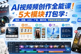 零基础可学AI视频创作全能课 覆盖五大模块配双语字幕