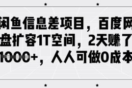 闲鱼百度网盘1T扩容信息差项目 零成本2天赚1k+操作教程