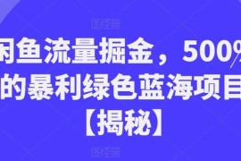 闲鱼蓝海流量掘金项目详解 零基础低门槛上手变现操作方法