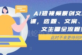 AI短视频原创文案提效课 选题文案脚本文生图全流程实操教学