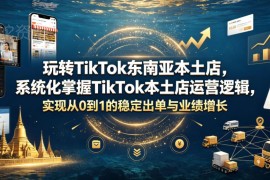 TikTok东南亚本土店运营全教程 系统化掌握逻辑实现0到1稳定出单