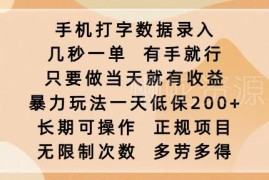 正规零投入手机打字数据录入项目 操作易上手当日即可获得收益