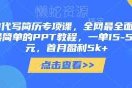 AI代写简历生成PPT副业实操课 低门槛接单首月盈利可达5000+