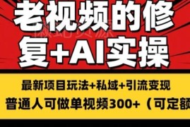 老视频修复搬砖引流长期变现项目解析 单条收益可达300+