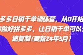 2024年5月更新拼多多日销千单训练营 零基础学开店运营全流程