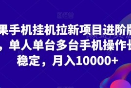 苹果手机挂机拉新进阶项目玩法 单人多机操作长期稳定易落地