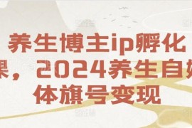 2024养生博主IP孵化教程 养生自媒体从起号到运营变现全指南