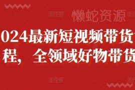 2024最新全领域短视频好物带货课程 从定位到运营全流程教学