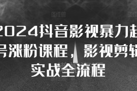 2024抖音影视号暴力起号涨粉课程 剪辑搬运实战全流程教学
