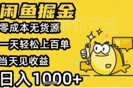 闲鱼零成本无货源掘金项目实操玩法 新手可快速上手当日见收益