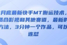 2025年3月底最新快手MT搬运技术 适配多赛道3分钟做作品支持连怼