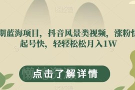抖音风景类视频蓝海项目玩法 起号涨粉及变现操作方法详解