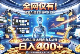 低门槛AI被动变现项目介绍 零基础可上手无需人工收益稳定