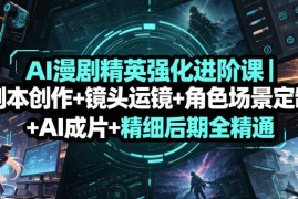 AI漫剧精英进阶课程 剧本创作运镜AI成片后期全流程教学