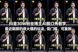 抖音30万粉丝博主AI脱口秀教学 低门槛可复制短视频玩法