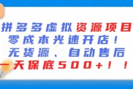拼多多虚拟资源无货源开店教程 零成本自动运营玩法解析