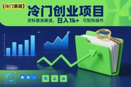 低门槛冷门资料查询赛道创业项目拆解 可矩阵操作单日收入超千元