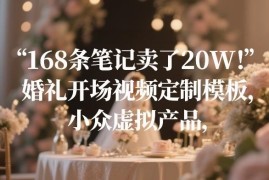 小众婚礼开场视频定制模板项目 靠168条笔记变现20万玩法解析