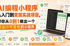 AI编程小程序从入门到变现实战课 0基础可做可运行可变现项目