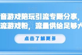 2024抖音游戏陪玩引流全流程教程 游戏粉精准获客实操指南
